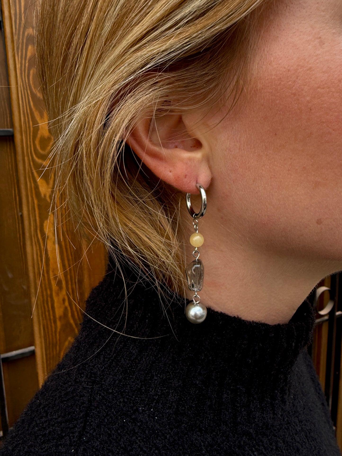 Halo Dangle Hoop Earrings