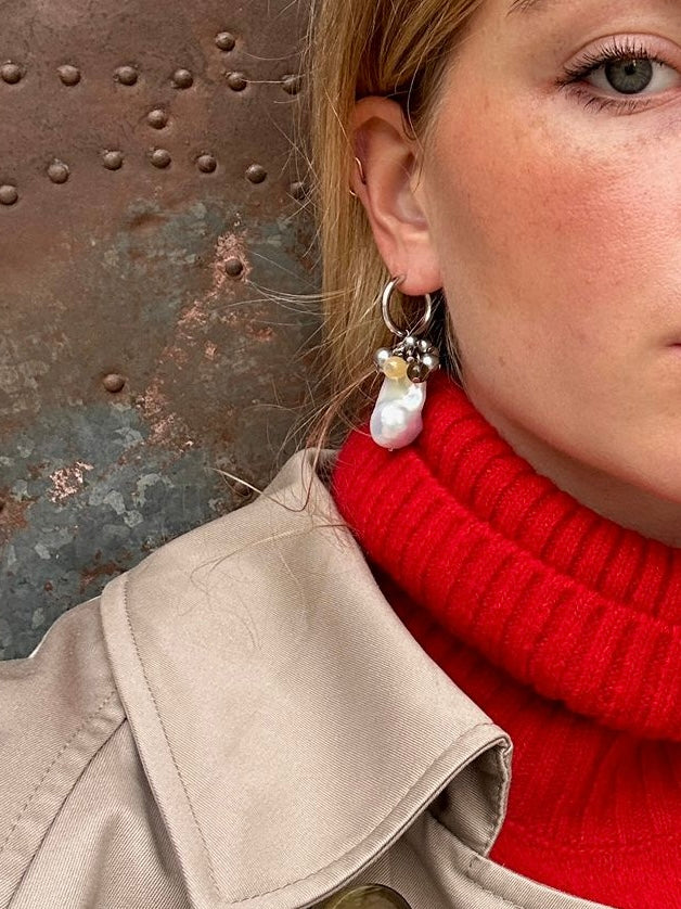 Moonlit Pearl Hoop Earrings