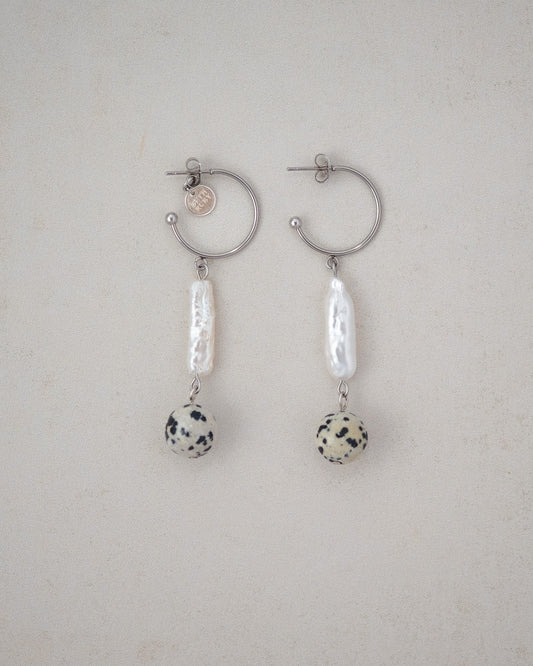 Spotted Moon Hoop Earrings