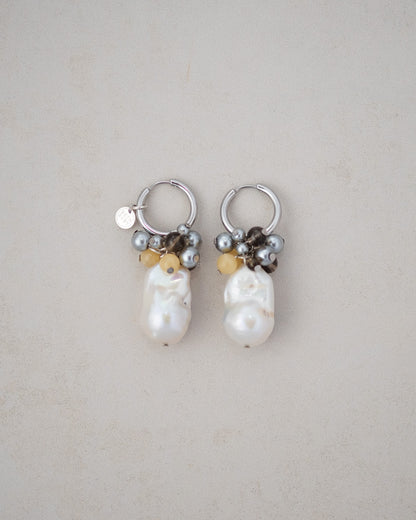 Moonlit Pearl Hoop Earrings