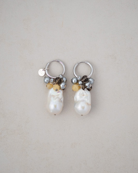 Moonlit Pearl Hoop Earrings